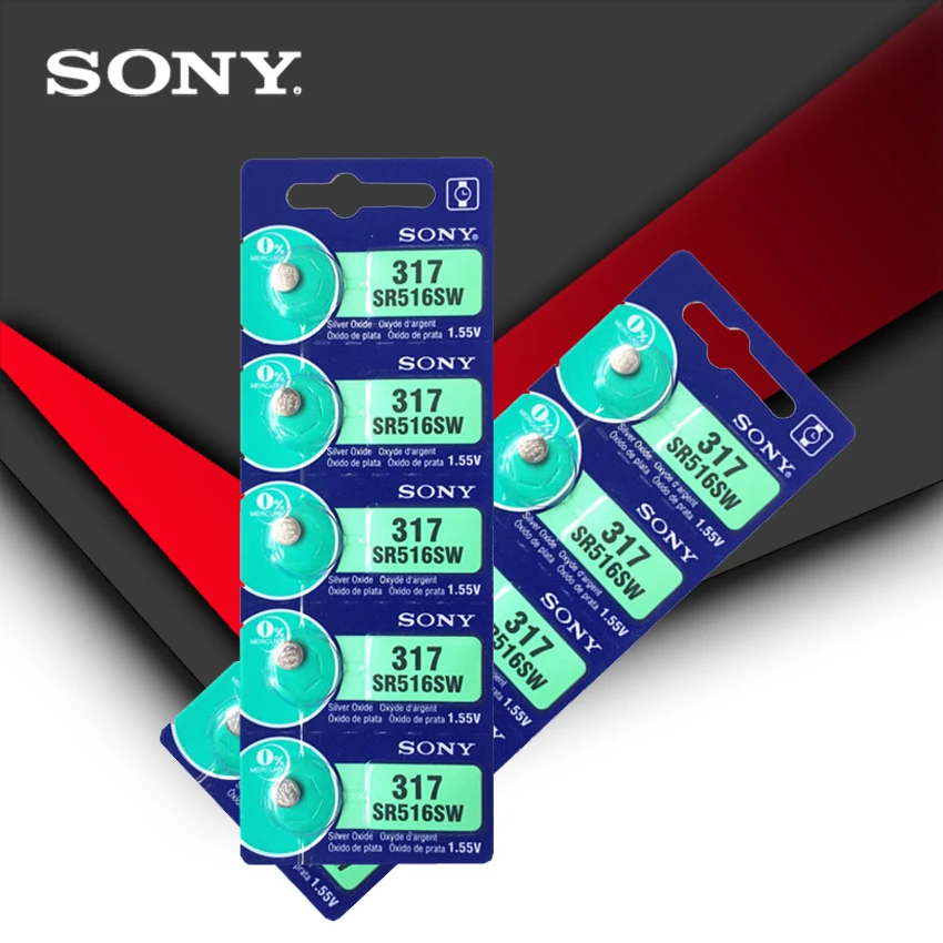 

10pc Sony 100% Original 317 SR516SW SR516 1.55V Silver Oxide Button Cell Coin Battery High Capacity Calculator Car Remote