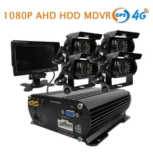 Бесплатная доставка 4ch GPS 4 г 1080 P AHD 2 ТБ HDD жесткий диск Видеорегистраторы для автомобилей Видео Регистраторы в реальном времени Мониторы сбоку заднего вида автомобиля Камера 7 “Мониторы