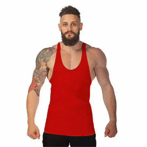 Muscleguys хлопок спортивные майки Для мужчин майки без рукавов для мальчиков бодибилдинг одежда под рубашку спортивная майка для фитнеса жилет - Цвет: Красный
