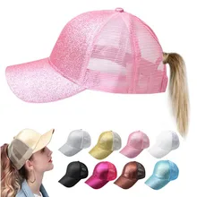 Неоновый глиттер, бейсбольная кепка с хвостом, женский рюкзак, летняя сетчатая шапка, женские грязные шапки, Повседневная Регулируемая уличная Кепка в стиле хип-хоп