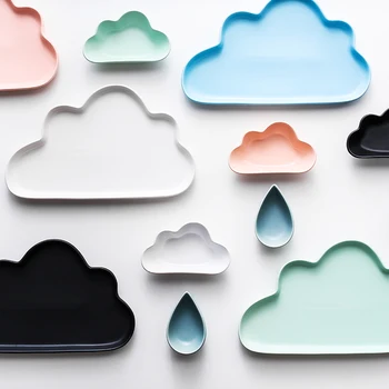 

Brand Creative Matte Cloud Raindrop Shape ceramic plates porcelain tableware pigmented sauce dish breakfast fruit plates dishes