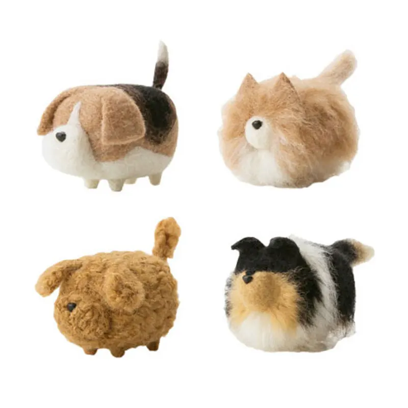 

1 Set Non-finished Accessories Felt Poke DIY No Face Dogs Material Package Wool Felt Poked Doll Free Shipping Felt for Needles