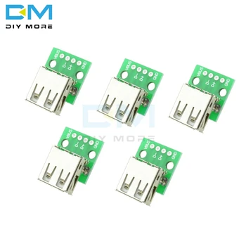 

5pcs Type A Female USB To DIP 2.54MM PCB Board Adapter Converter Module For Arduino