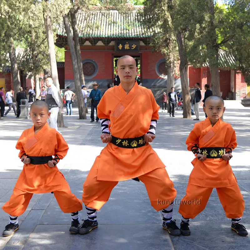 Arancione Monaco Shaolin Vestito di Kung fu di arti Marziali Vestiti di