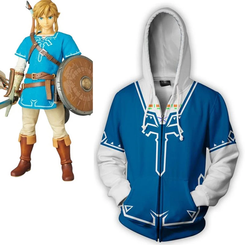 

The Legend of Zelda: Breath of the Wild Cosplay Men clothing autumn 2018 fashion 3D printing zipper Hoodies Sweatshirts Jacket