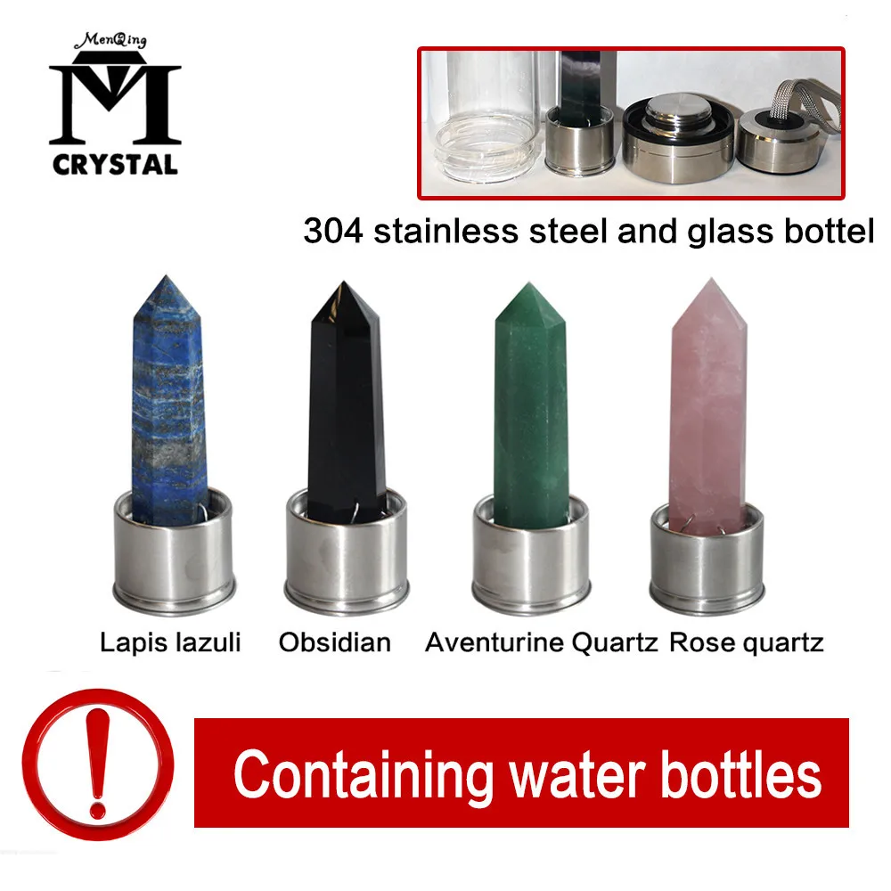 

Drop Shipping Natural Elixir Quartz Crystal obelisk Drink Water Bottle Point reiki Healing Wand Glass Gravel Stone Cup Gift