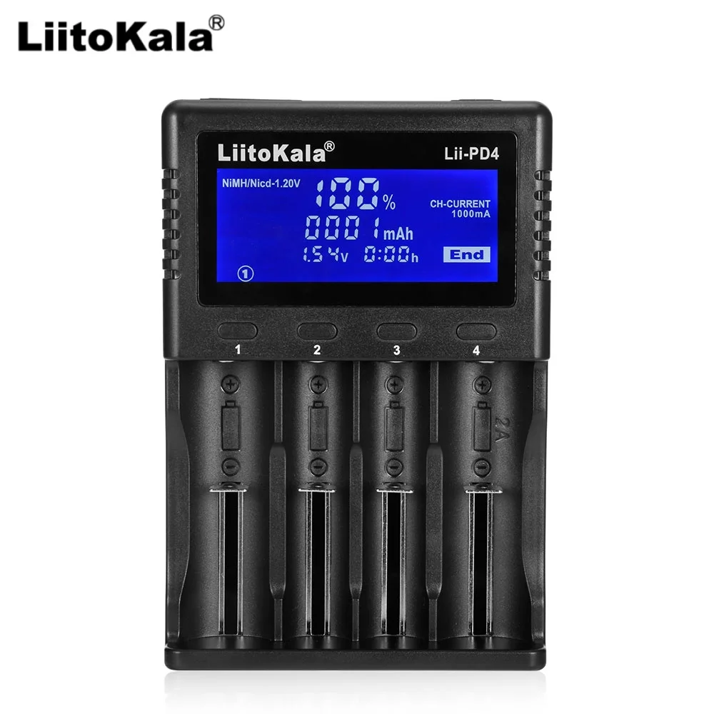 Умное устройство для зарядки никель-металлогидридных аккумуляторов от компании Liitokala: Lii-500 ЖК-дисплей 3,7 V 18650 18350 18500 16340 17500 25500 10440 14500 26650 1,2 V AA AAA никель-металлгидридная батарея de с зарядным устройством, цвета в ассортименте - Цвет: LiiPD4
