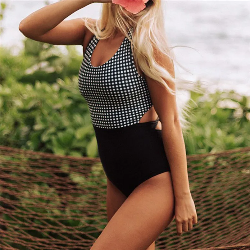 

Bathing Bra New Style One Piece Women Plaid Clothes Sweet Plus Size Lattice Bandage Padded Women Girl Dailywear 40JA21