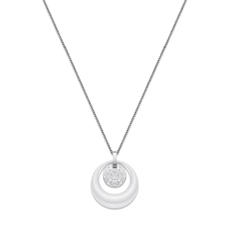 ZORCVENS, модное круглое керамическое ожерелье с подвеской, Crsytal, Подвеска для женщин, стразы, черное/Белое Женское керамическое ожерелье