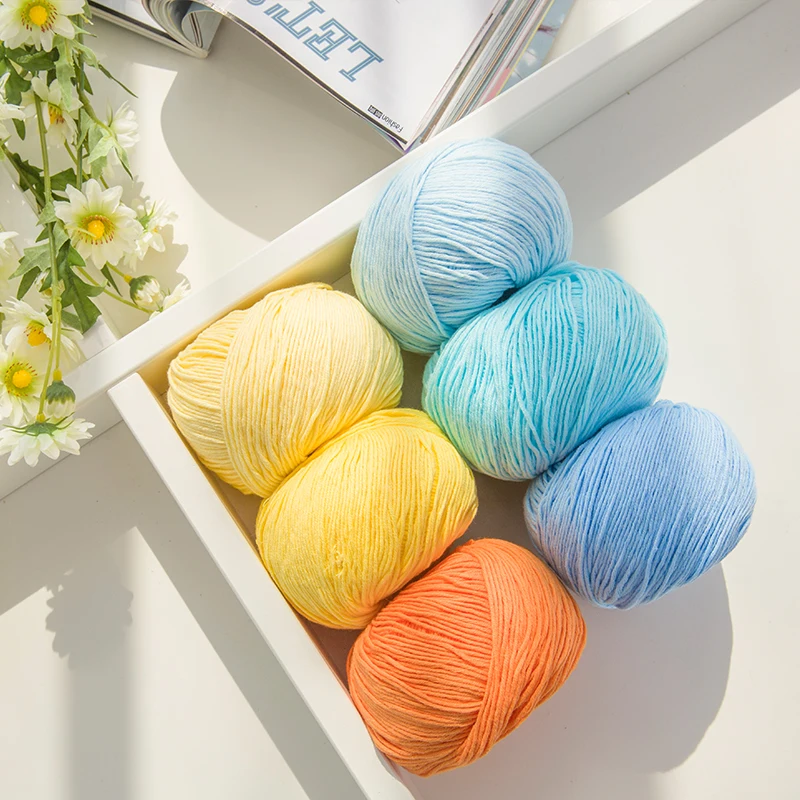 

About 135M 8 strands 100% Cotton woolen yarn DIY hand knitting Baby sweater scarf blanket