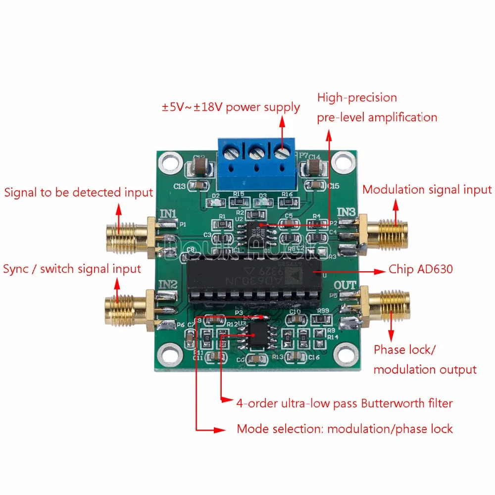 AD630 блокировочный усилитель LIA сбалансированный модулятор модуль фазового чувствительного обнаружения