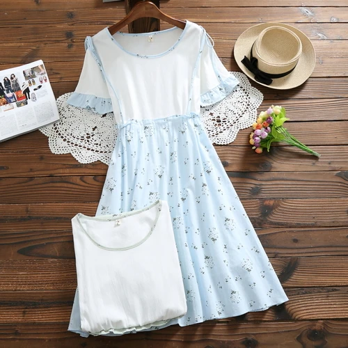 2018 Prairie Chic Лето Для женщин платье с цветочным рисунком синий зеленый хлопок