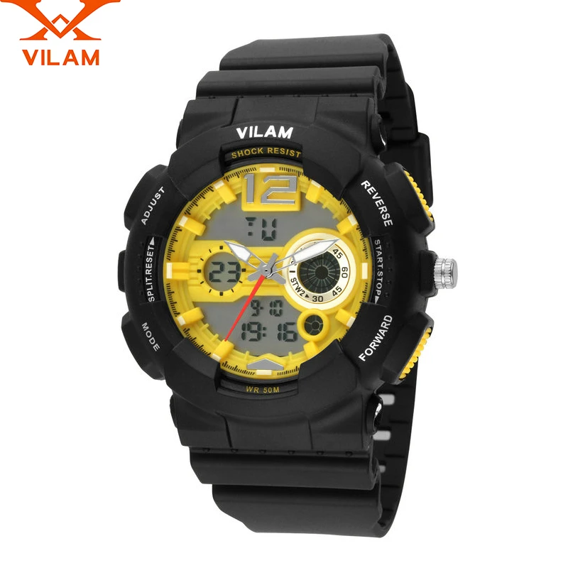 VILAM font b Luxury b font brand Men business Watch Fashion Military casual Watches Dual Display
