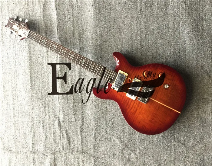 

Eagle. Butterfly electric guitar custom shop, Orange 24 Kitty Eagle Flame Maple Veneer PS Electric Guitar Cusm in Stock