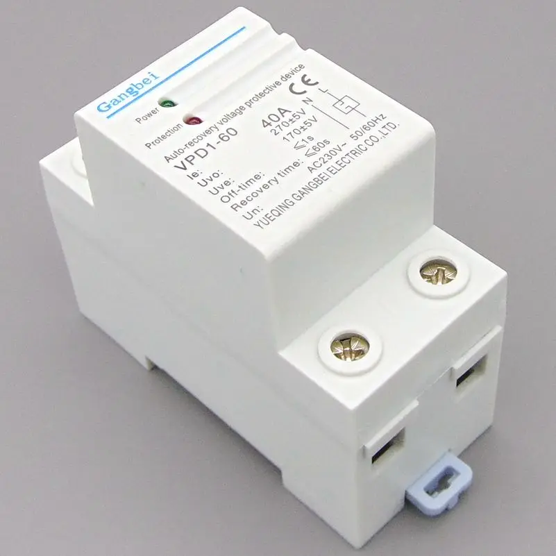 VPD1-60 230V Din rail automatic recovery reconnect over voltage and under voltage protective device protector protection relay VPD1-60 230V Din rail automatic recovery reconnect over voltage and under voltage protective device protector protection relay