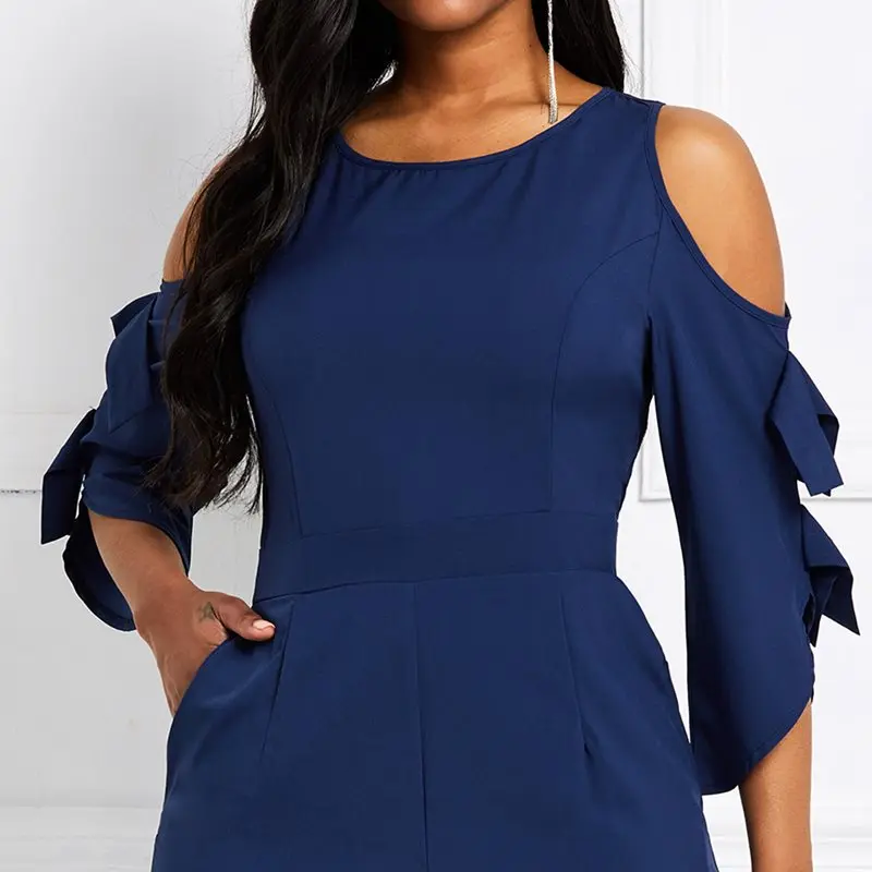 Office Jumpsuit Women Sexy Off Shoulder Blue Elegant Wide Leg Pants African Fashion Long Jumpsuits Riffle Pocket Summer Overalls Office Jumpsuit Women Sexy Off Shoulder Blue Elegant Wide Leg Pants African Fashion Long Jumpsuits Riffle Pocket Summer Overalls