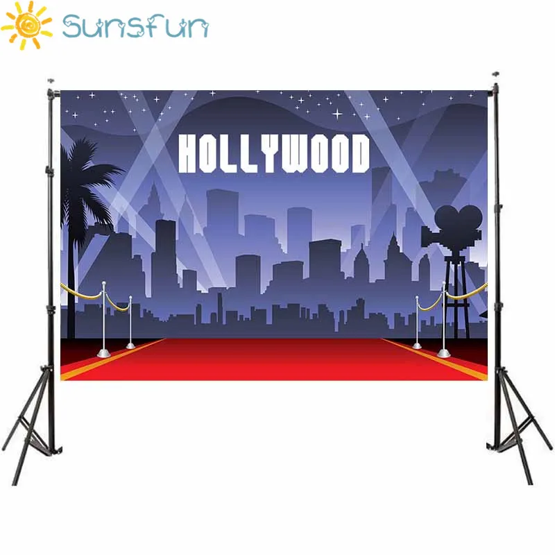 Sunsfun фон для фотосъемки звезды для вечеринки на красной дорожке Декор Голливуд город ночь фон фотостудия фотосессия