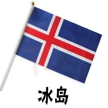 14x21 см, ручной развевающийся маленький размер, флаг исландской страны, 10 шт./партия,, маленький флажок исландской фирмы