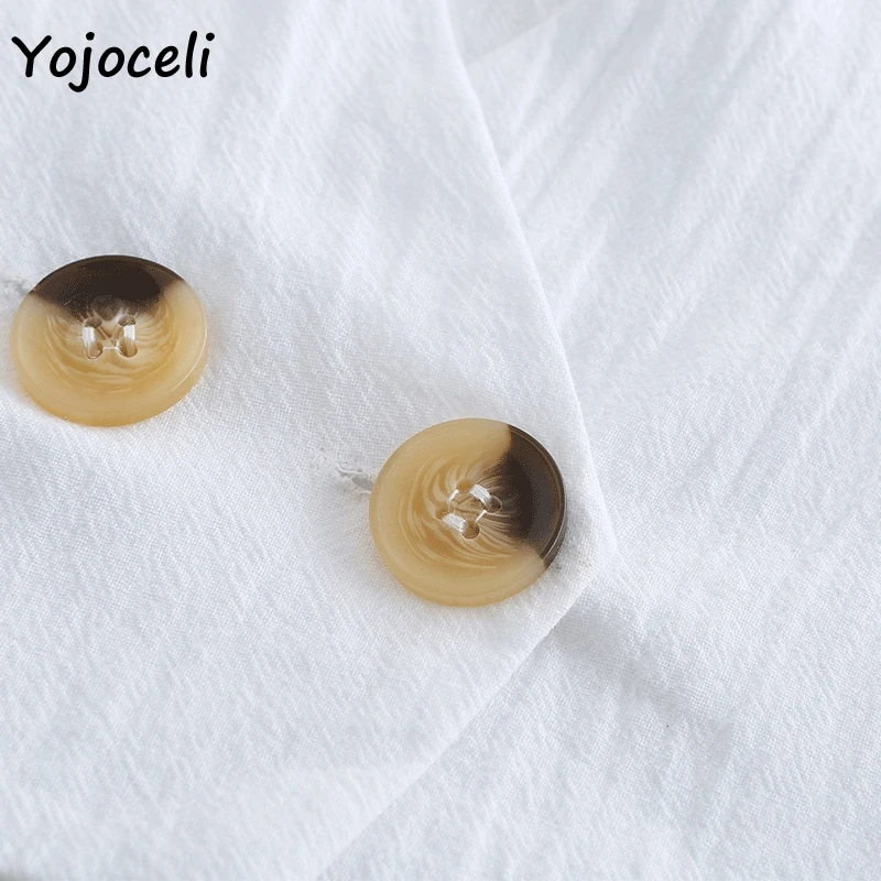 Yojoceli белые хлопковые короткие женские блузки рубашки 2019 летние Обрезанные