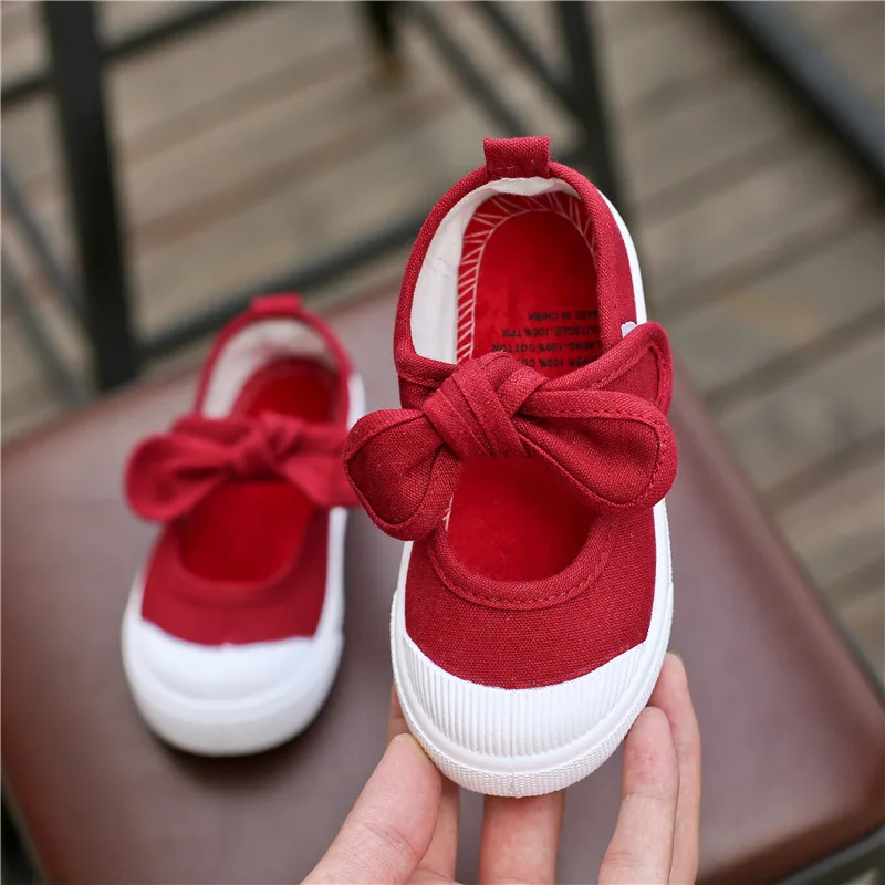 Buy New Children Shoes Girls Canvas Shoes Fashion Bowknot Comfortable Kids