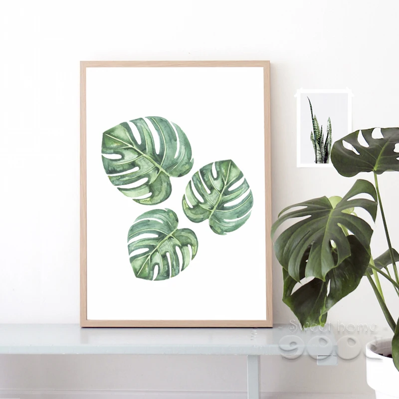 Watercolor Tropical Plant leaf Canvas Art Print Poster,  Wall Pictures for Home Decoration, Giclee Wall Decor CM011-3