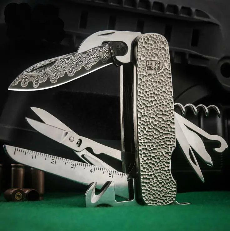 HX на открытом воздухе Многофункциональный армейский нож Комбинированный нож складные плоскогубцы высококачественный подарок дамасский швейцарский нож