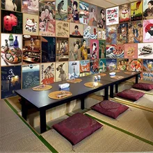 Authentic Japanese sushi cuisine background wall professional production mural wholesale wallpaper custom photo wall free shipping custom wallpaper mural retro japanese traditional culture restaurant sushi shop background wall painting deco