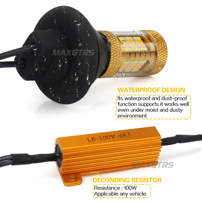 2x T20 7440 двухцветные 54SMD 4014 белые/ледяные синие и янтарные светодиодные лампы для