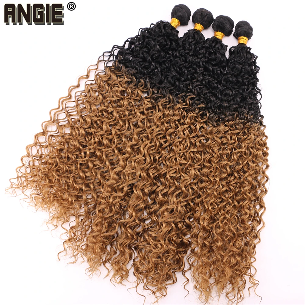 Angie более 30 дюймов Омбре кудрявые вьющиеся волосы плетение черный до золотой синтетические волосы для наращивания для черных женщин