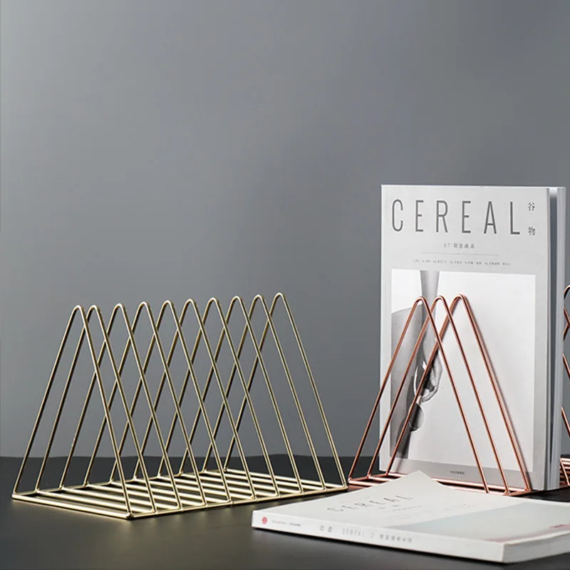 

Nordic 3 Corners Simple Wrought Iron Desktop Storage Rack Bookshelf Documents Magazine Storage Box Office Racks Jewelry