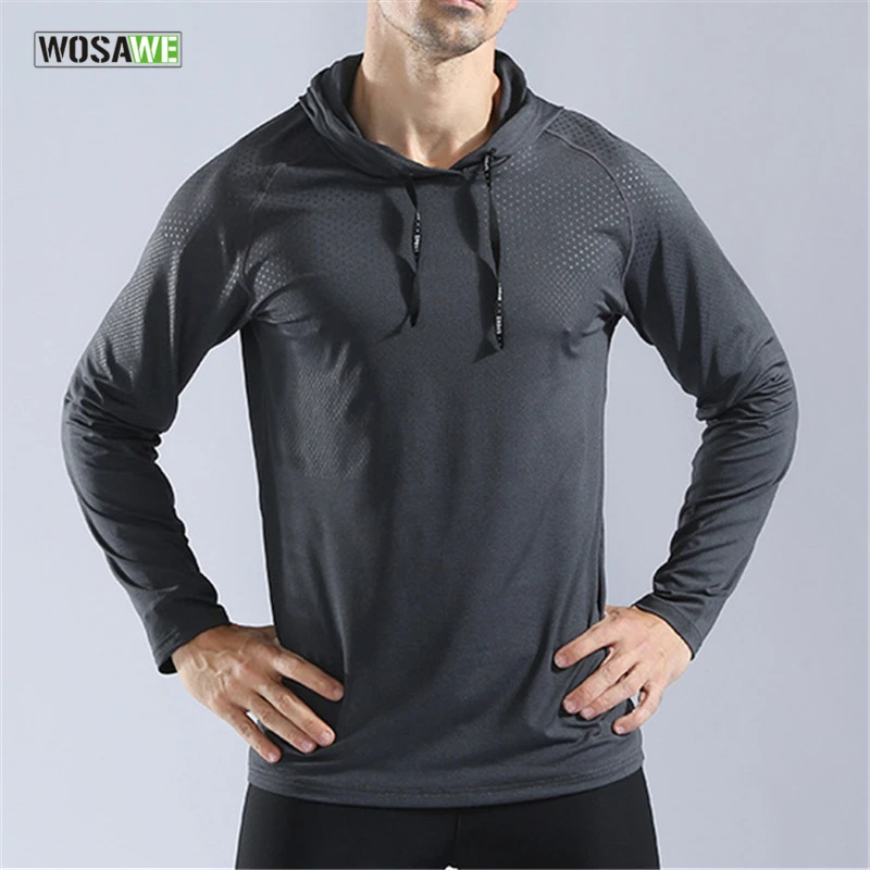 

WOSAWE Sport Shirt Fitness Running Gym T Shirt Long Quick Dry Gym Clothing Men Training Jogging Sportswear