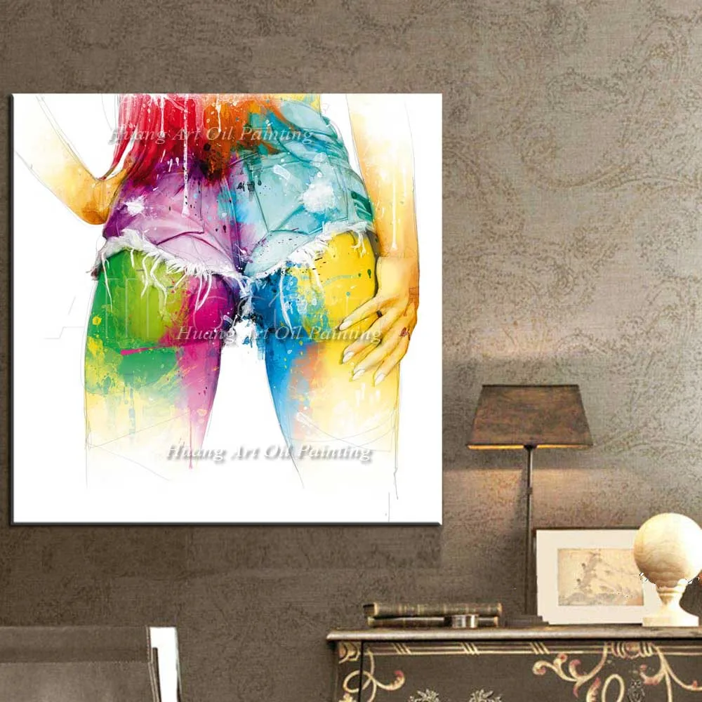 Hand Painted Modern Sexy Girl's Ass Oil Painting Decorative Colorful