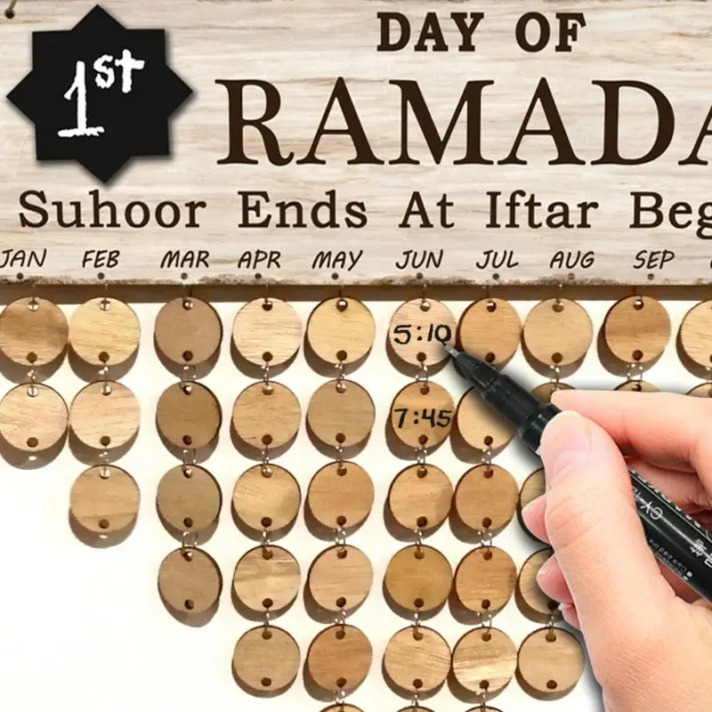 ИД Мубарак мусульманский ислам Рамадан дни Дата Примечания Pad пластины календарь напоминания доски деревянные украшения фестиваль DIY орнамент