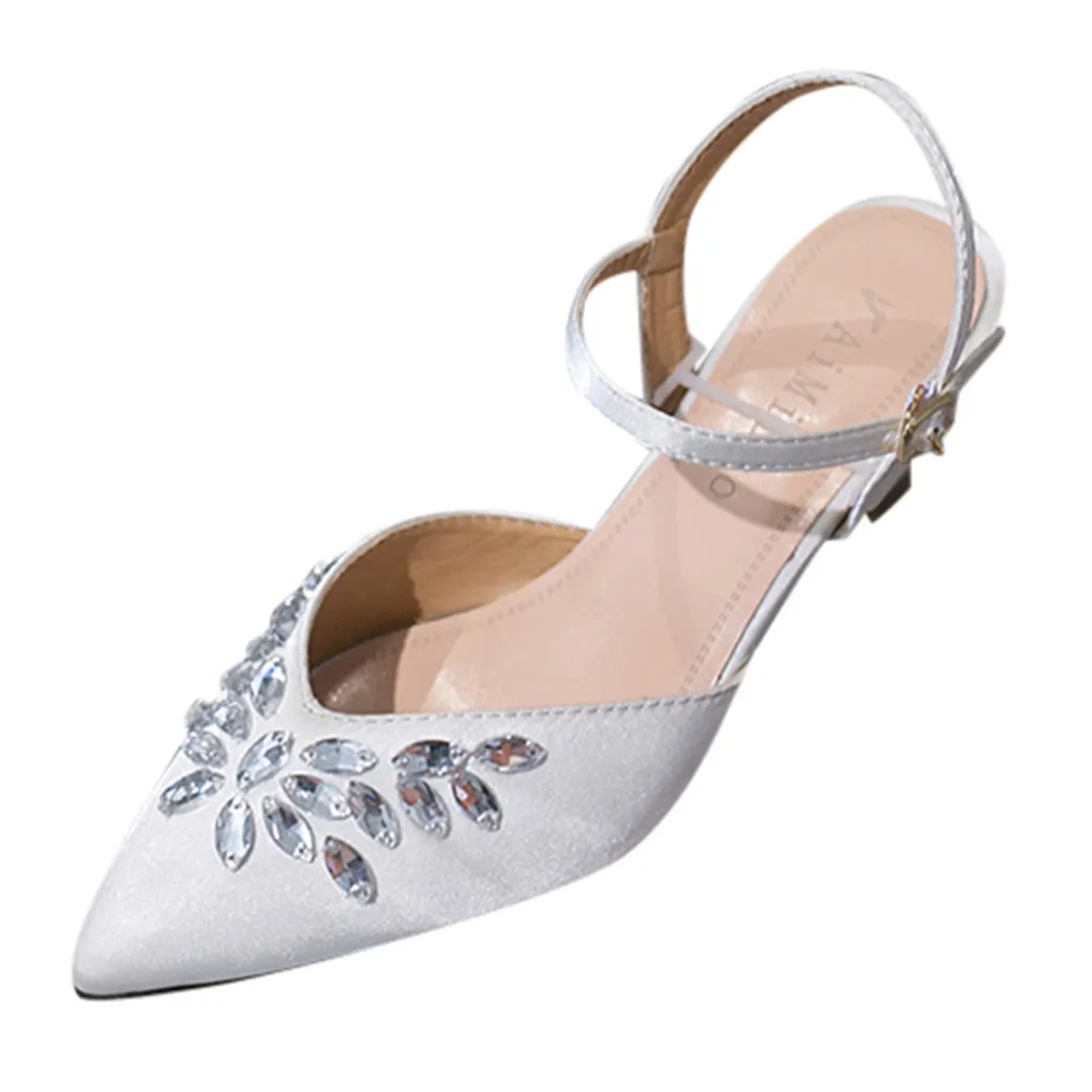 

JAYCOSIN shoes Women Casua shoes Fashion Crystal Pointed Toe Buckle Strap Princess sweet High Heels Shoes Sandals