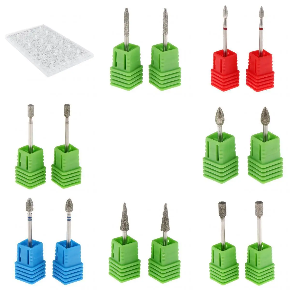 

14 Pieces Electric Nail Art Drill Bit Tools Diamond Manicure Pedicure Accessories with Nail Drill Bits Exhibit Holder
