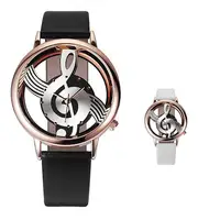 Notacja muzyczna okrągły zegarek na rękę 2018 Temperament moda damska zegarek prosty piękny analogowy damski zegarek kwarcowy # D