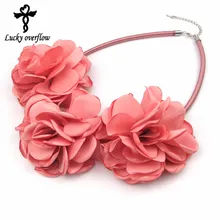 Ручной работы зеленый серый розовый ткань цветок колье ожерелье Мода индийские ювелирные изделия Новинка кулон Девушки Женщины Аксессуары подарок