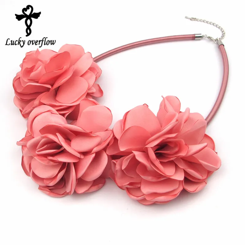 Tono Rosa Gris Y Rosa Flor de Acrílico centro Gargantilla Collar Moda Joyería