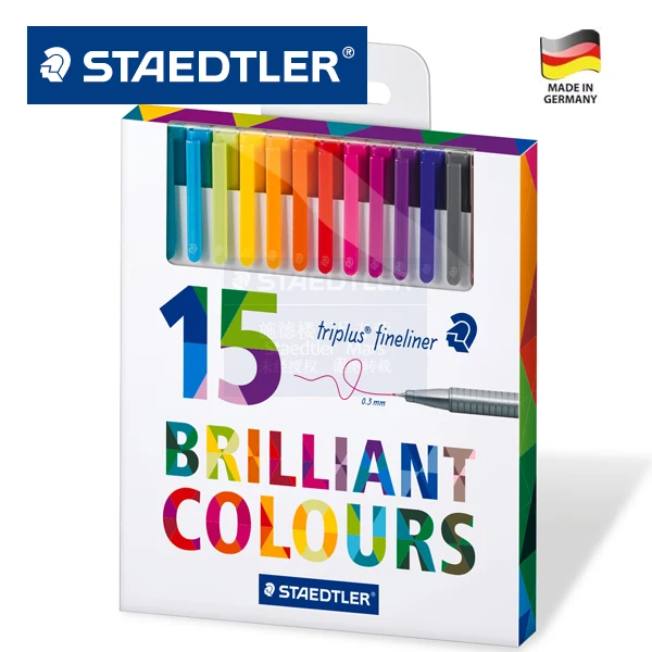

Staedtler 334 15 Triplus Fineliner Pens 0.3mm Marker Metal Clad Tip Color line pen needle pen gel pen 15 Colors Set