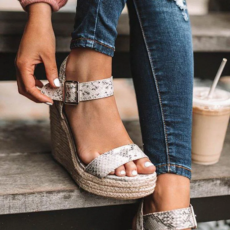 

Summer Platform Sandals Women Peep Toe High Wedges Heels Ankle Buckles Sandalia Espadrilles Female Sandals Shoes
