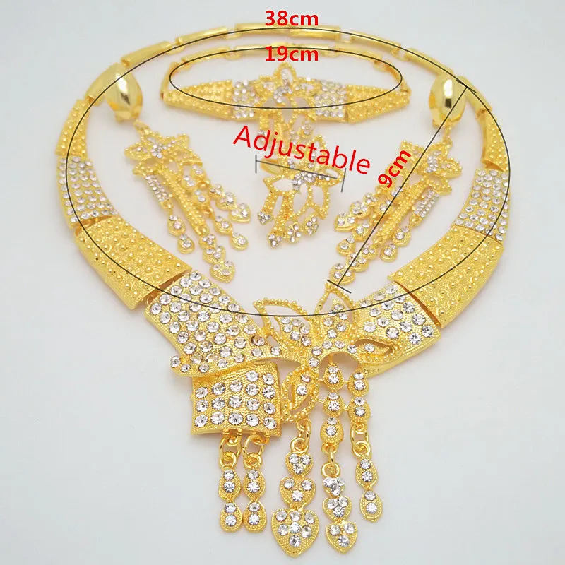 HOT Fashion wedding Dubai Africa Nigeria African Jewelry set Big Wedding Bride Jewelry sets 24 K Jewelry sets Kenya Jewelry Gift