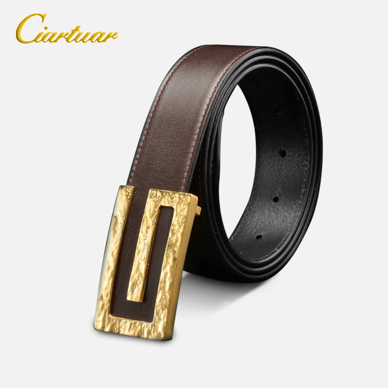 Ciartuar Luxury Gold Silver G Buckle Belts For Men Genuine Leather Male Belt Designer Brand ...
