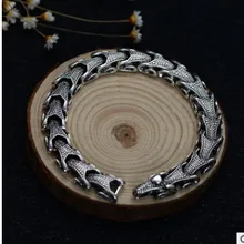 925 пробы Серебряный винтажный тайский серебряный широкий тяжелый Ретро мужской Змеиный браслет 21,5 см