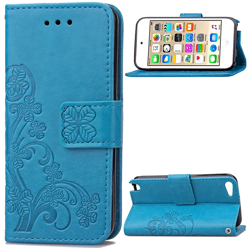 

Flower Pattern Flip Wallet Case For Apple iPod Touch iTouch 5th 6th Generation Hybrid TPU PU Phone Stand Card Holder Holster