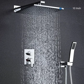 

Complete Shower Set 10 Inch Air Pressured Showerhead Saving Water Rain Shower Hot and Cold Bath Control Diverter