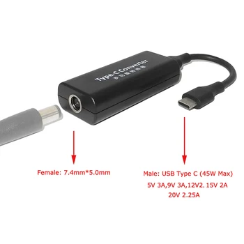 

45W Laptop Power Adapter Connector Converter 7.4X5.0Mm To Usb Type C Plug Cable Charger For Macbook Laptop Phone