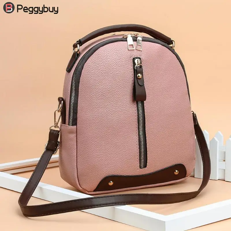 

PU Leather Backpack Women Zipper Backpack Student School Backpack Female Travel mochila feminina