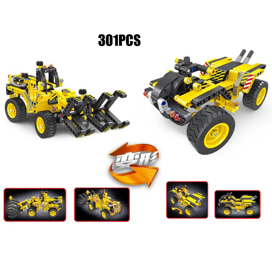 Техника city Engineering автомобиля серии 2in1 assemable DIY Кирпичи Автопогрузчик building block