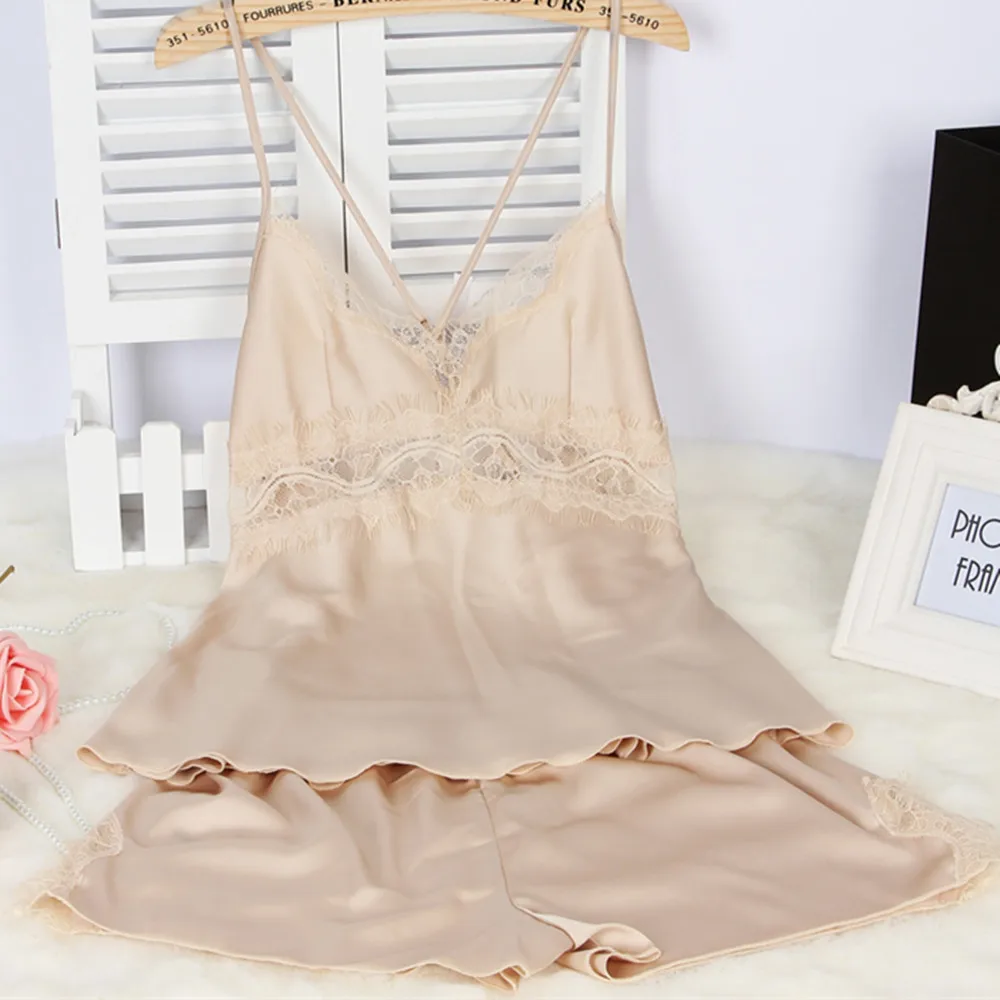 Womens Pajamas Lace Women Pajamas Set Clothing for Women Homewear Indoor Clothing Lady Satin Silk pajamas for women's Sleepwear Womens Pajamas Lace Women Pajamas Set Clothing for Women Homewear Indoor Clothing Lady Satin Silk pajamas for women's Sleepwear