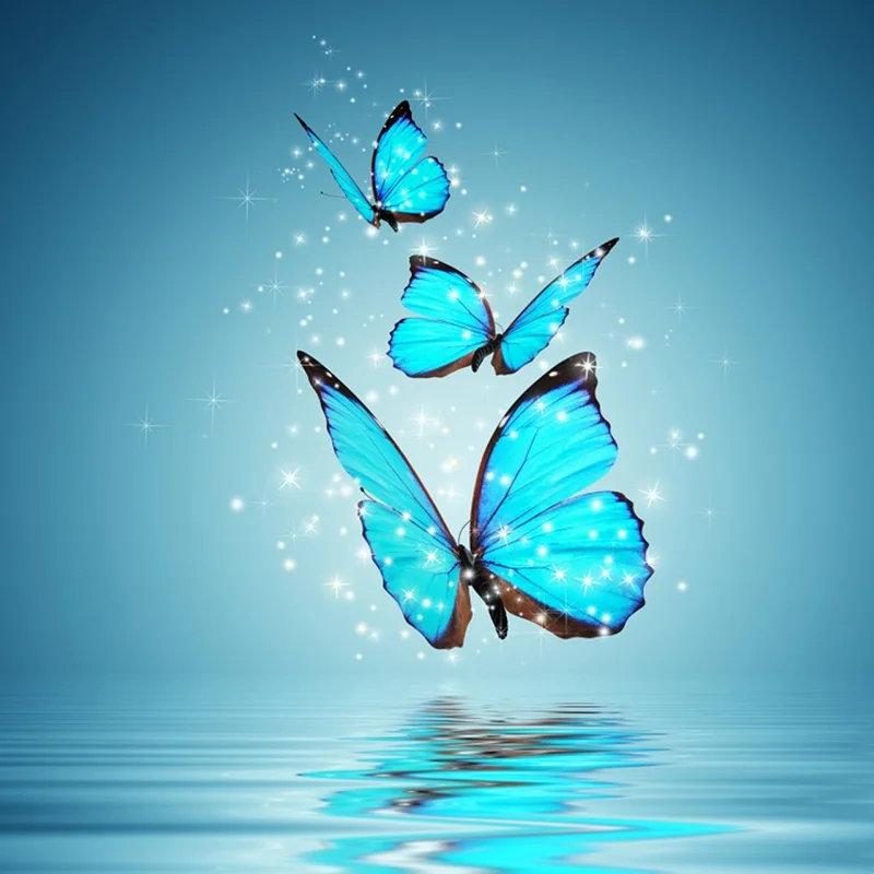 Полный квадратный алмаз 5D DIY Алмазная картина "Голубая бабочка" вышивка крестиком Стразы мозаичная декоративная картина подарок - Цвет: 20x20cm